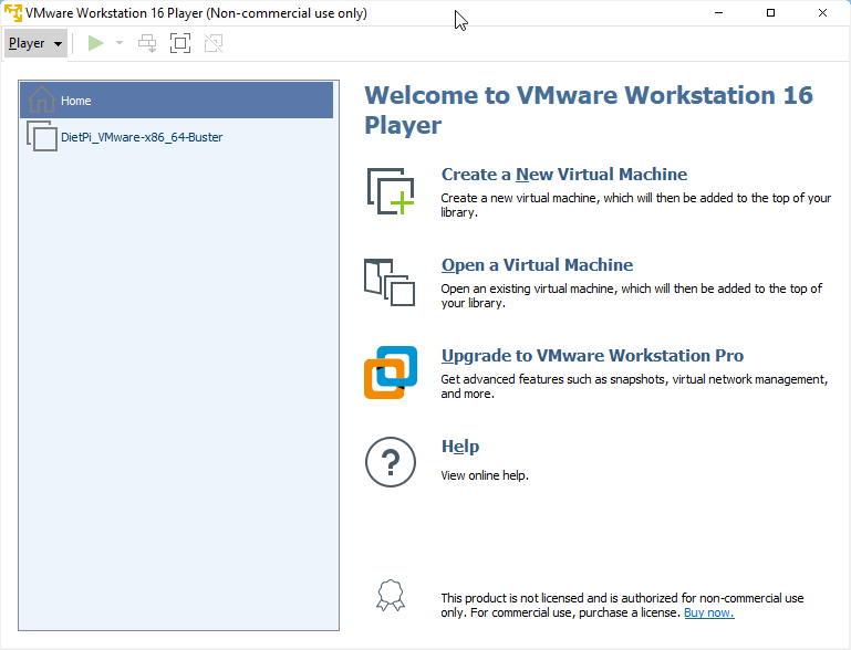 VMware Player GUI