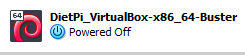 VirtualBox virtual machine list screenshot