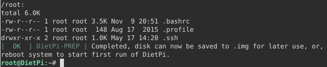 DietPi-Installer finish output
