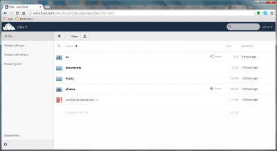 ownCloud web interface screenshot