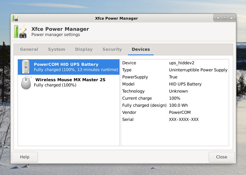 Xfce Power Manager screenshot