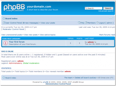 phpBB example forum screenshot