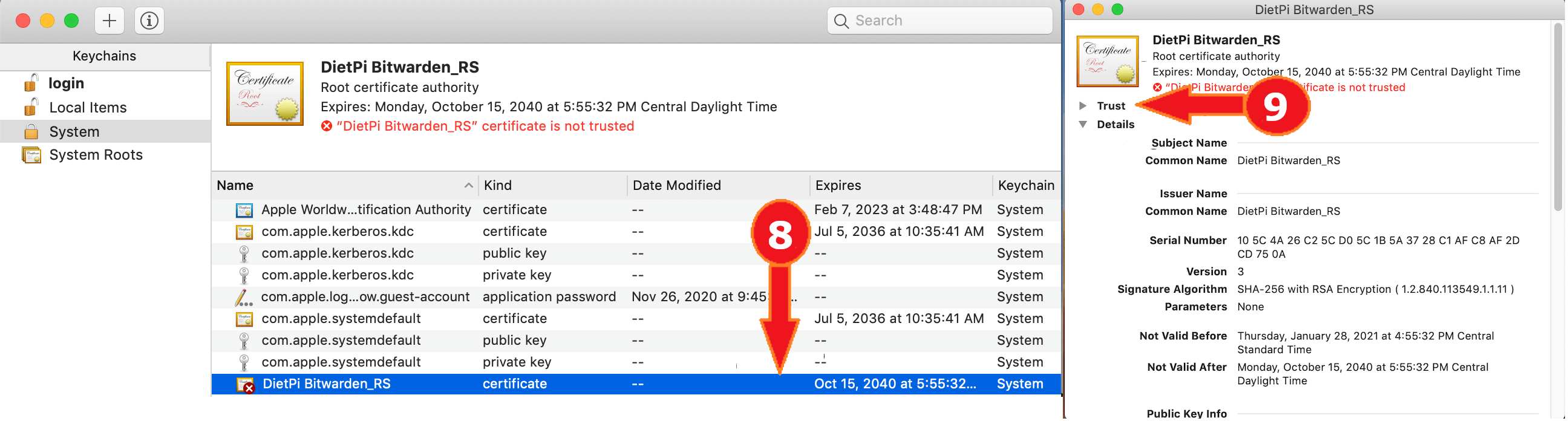 Import certificate on macOS, screenshot 4