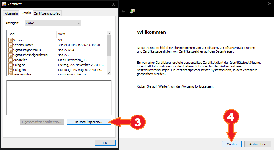Import certificate on Windows 10, screenshot 2