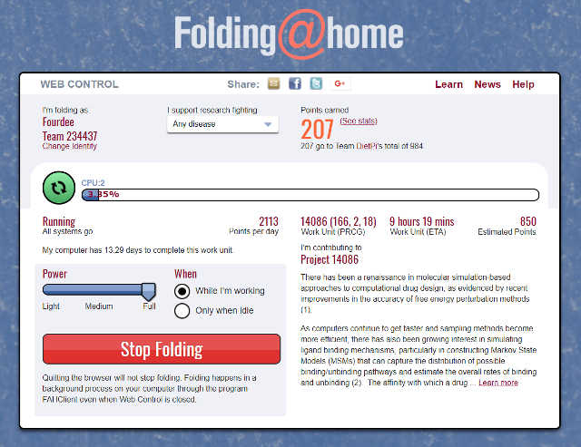 Folding@Home GUI screenshot