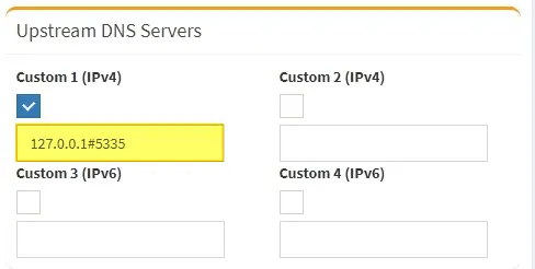 Pi-hole web interface upstream DNS settings