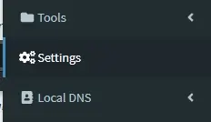 Pi-hole web interface Settings button