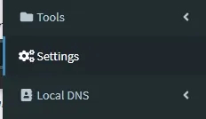 Pi-hole web interface Settings button