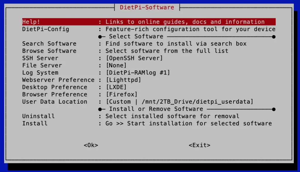 DietPi-Software menu