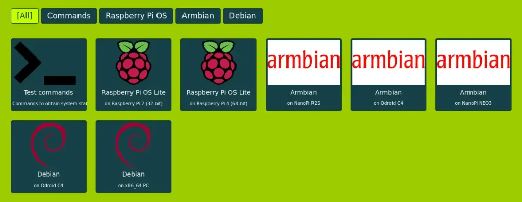 DietPi OS comparison page tiles