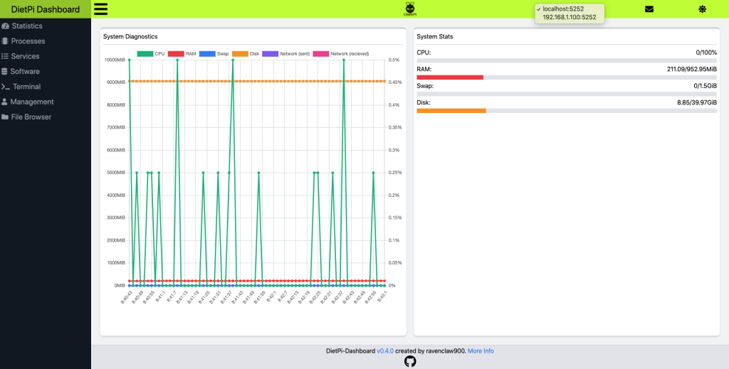 DietPi Dashboard multi node selection