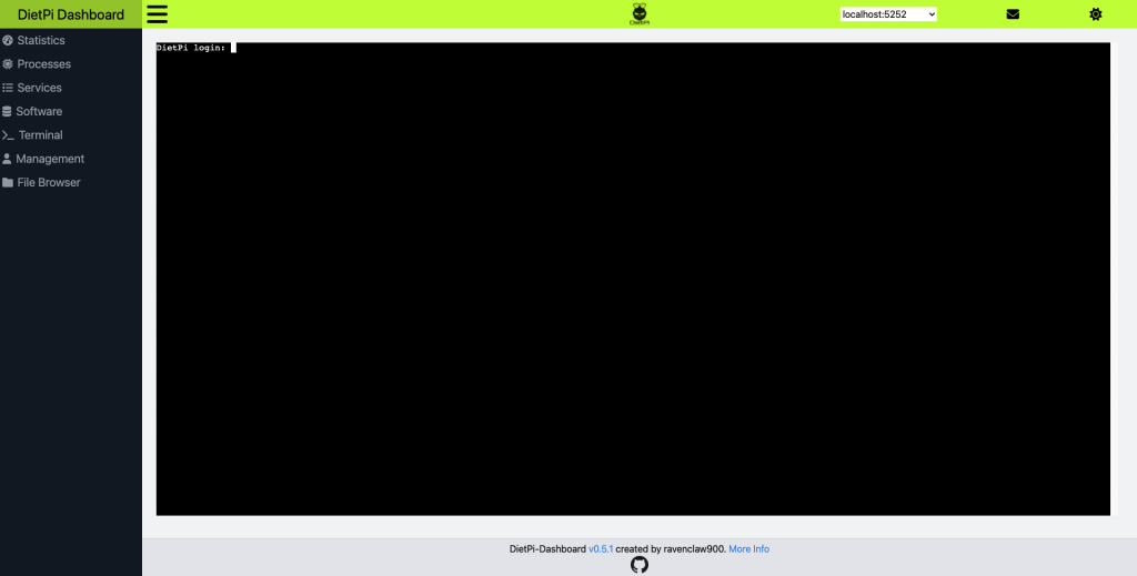 DietPi-Dashboard terminal page
