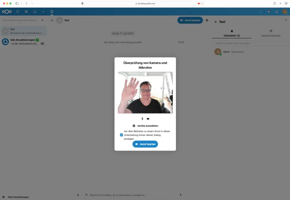 Nextcloud Talk join video chat dialogue