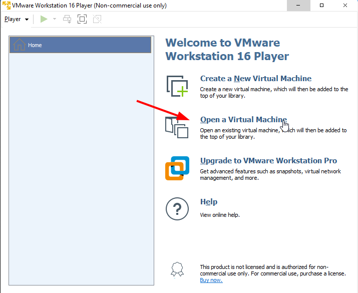 VMware file open screenshot