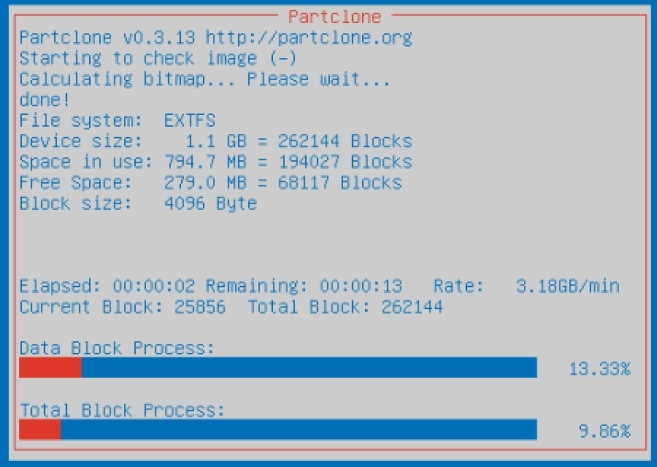 Clonezilla processing screenshot