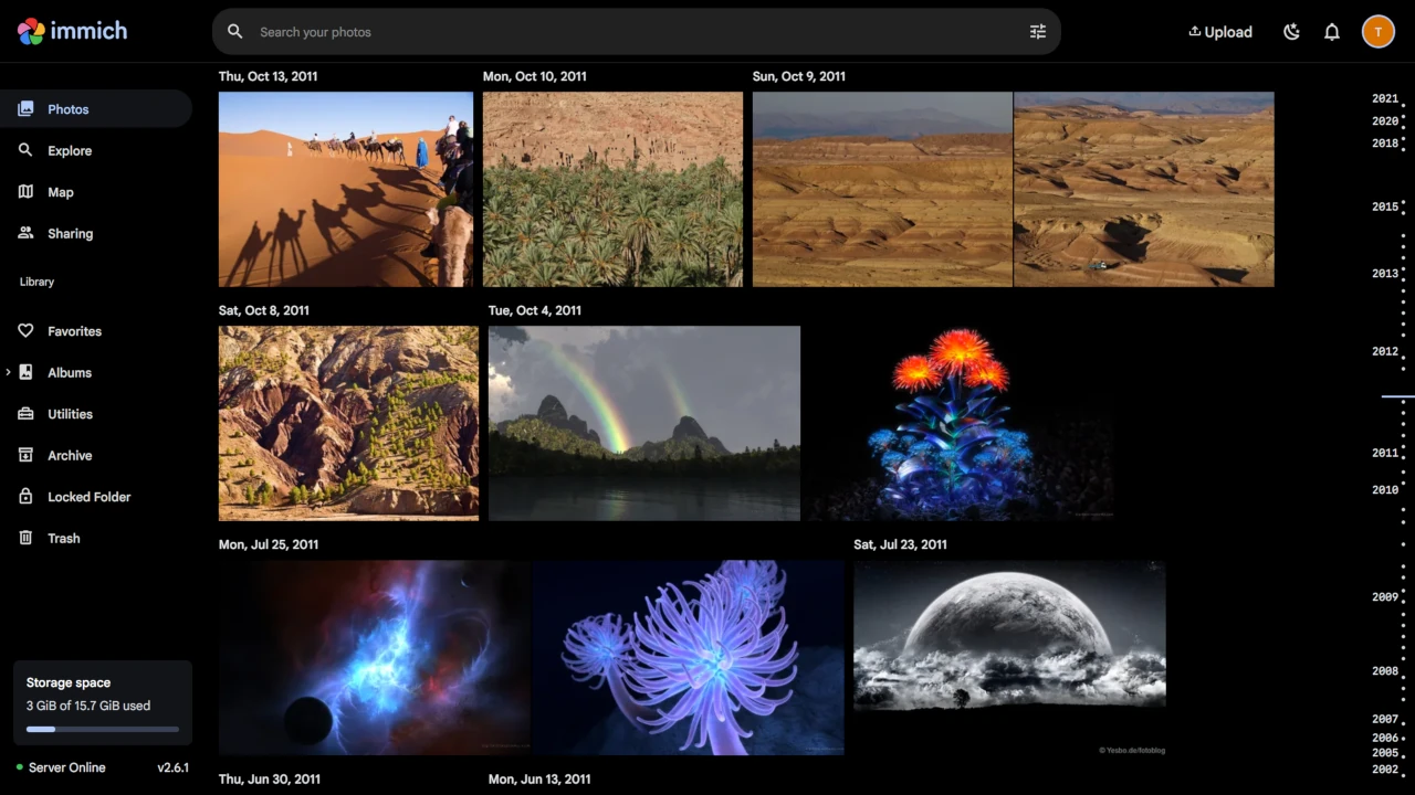 Immich web interface