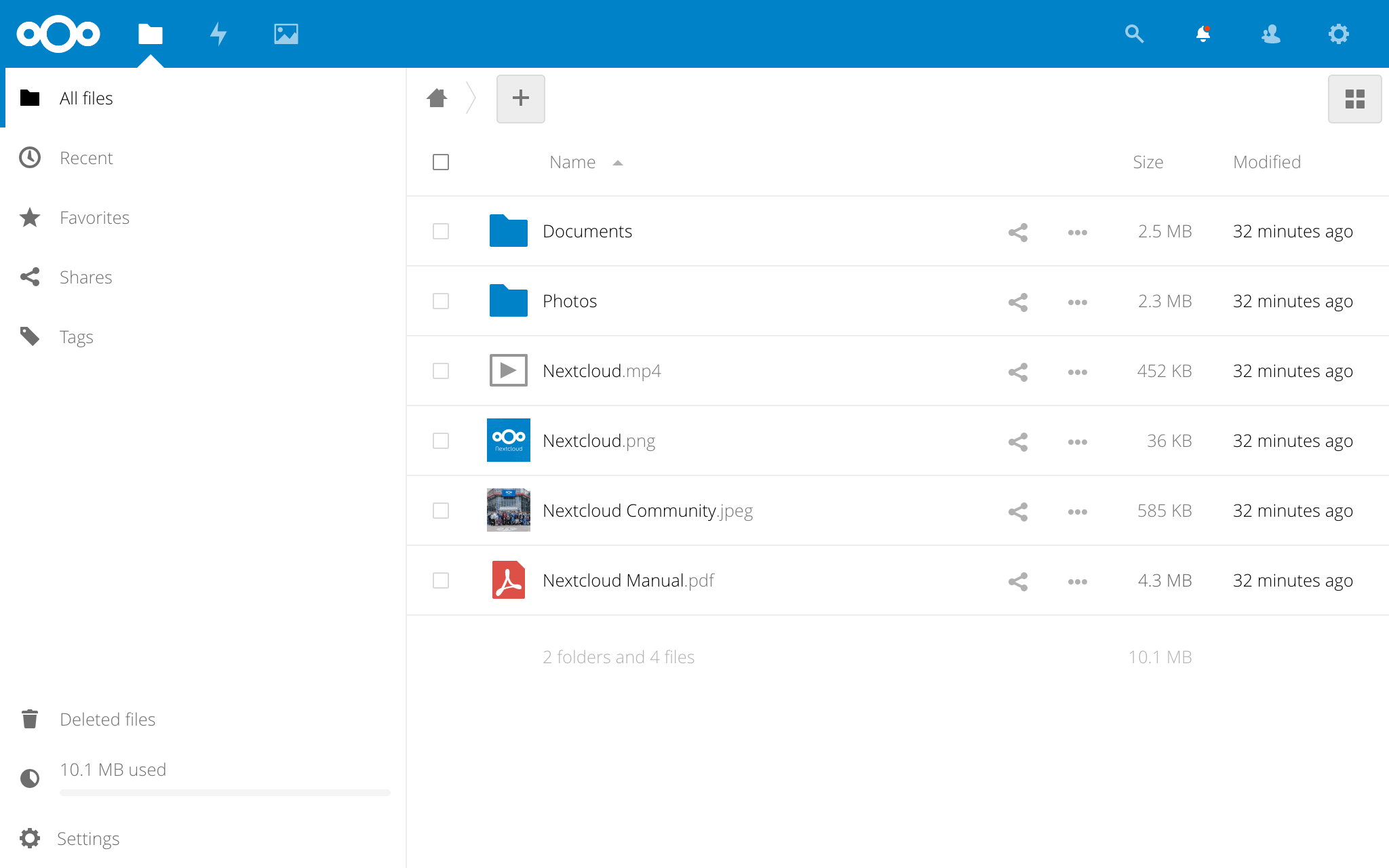 Nextcloud web interface screenshot