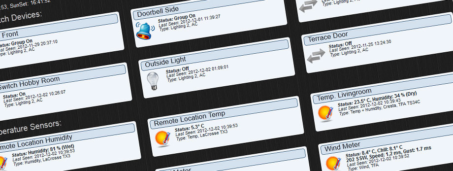 Domoticz web interface screenshot