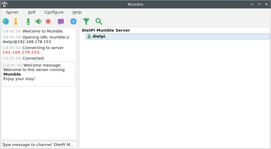 Mumble client screenshot