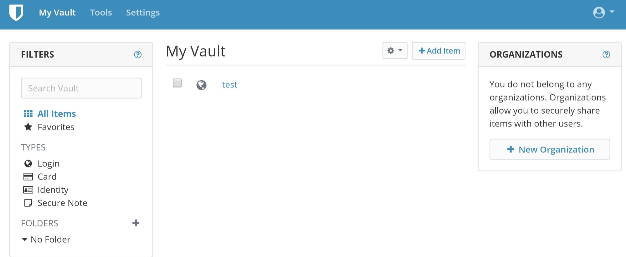 vaultwarden web vault screenshot
