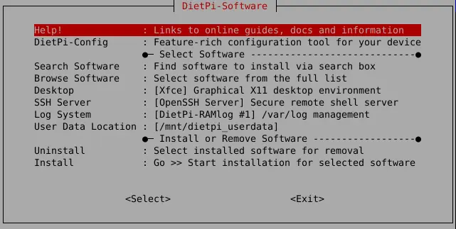 DietPi-Software screenshot