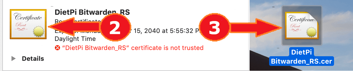 Import certificate on macOS, screenshot 2