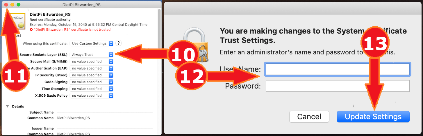 Import certificate on macOS, screenshot 5