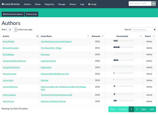 LazyLibrarian web interface screenshot