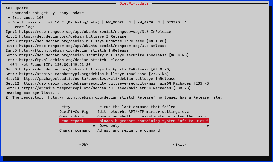 DietPi update failed - Raspberry Pi 4 - Troubleshooting - DietPi Community  Forum