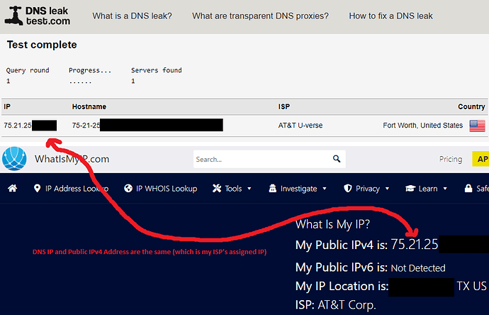 ISP IP and DNS Addr