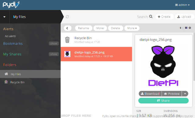 Pydio GUI screenshot